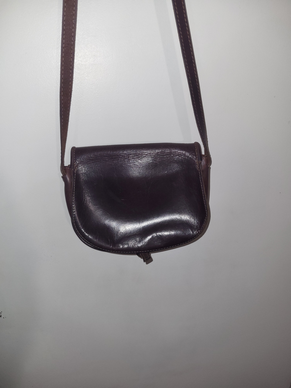 Source Unknown Dark Brown Leather Crossbody Bag